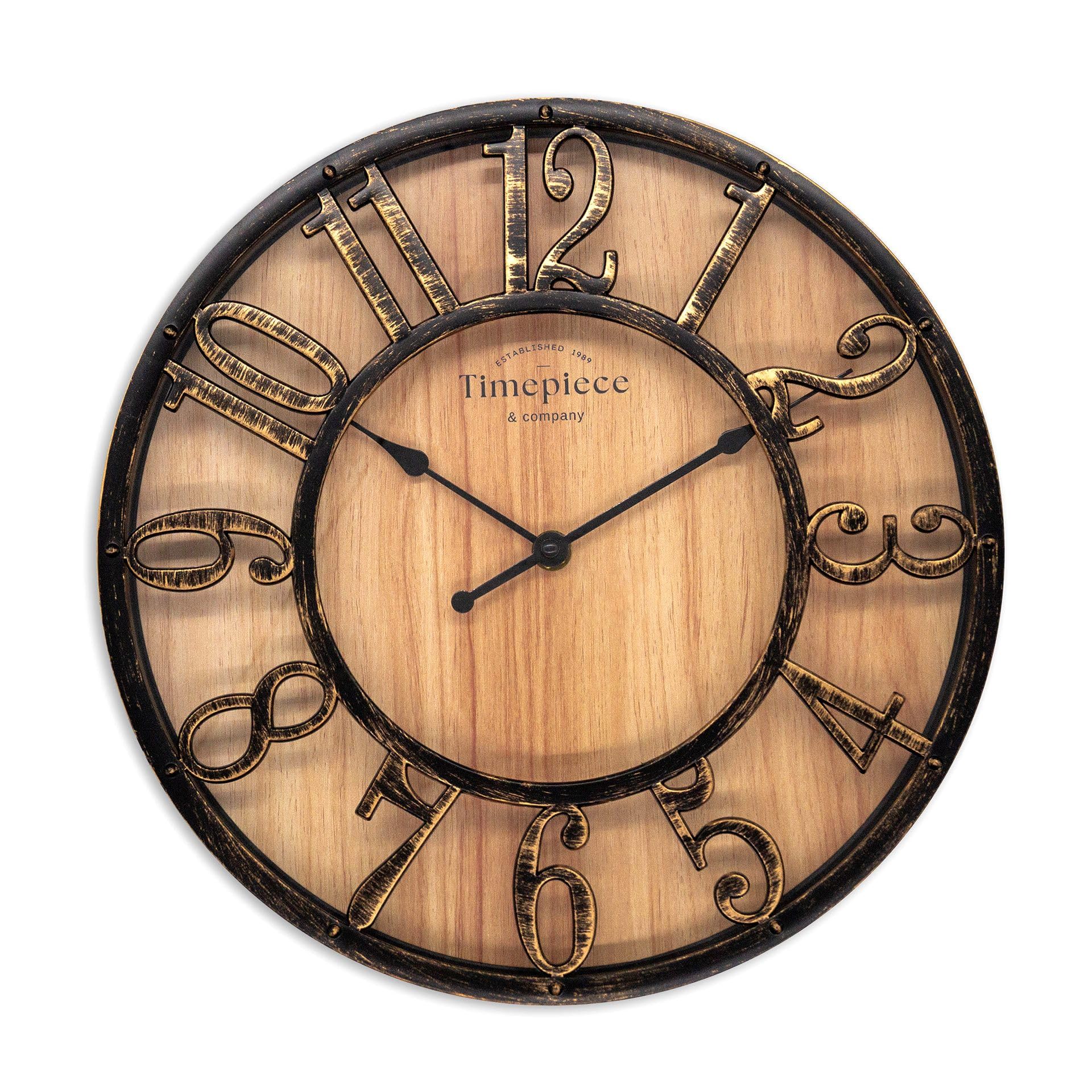 K&L Wall Art Grande horloge murale vintage industrielle