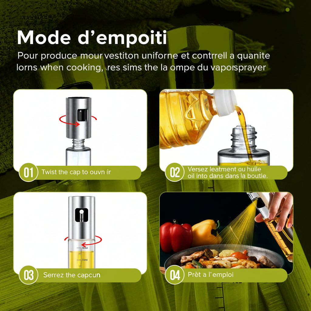 PORTENTUM Pulvérisateur d’Huile 100 ml en Inox