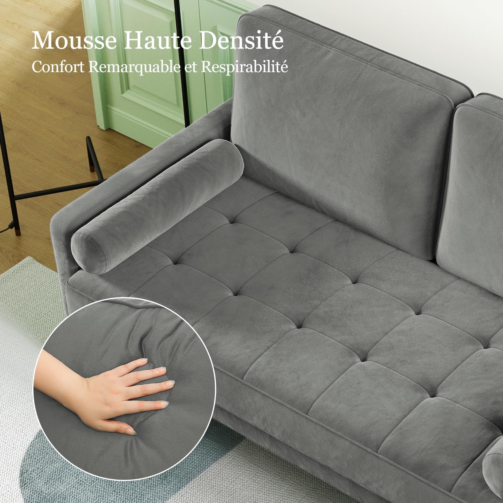 Vesgantti Petit Canapé 2 Places Gris