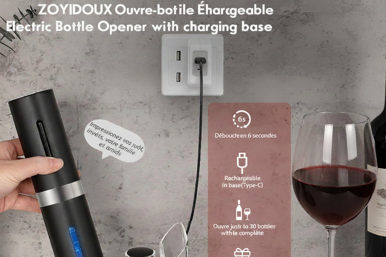 ZOYIDOUX Tire bouchon électrique rechargeable 7 en 1