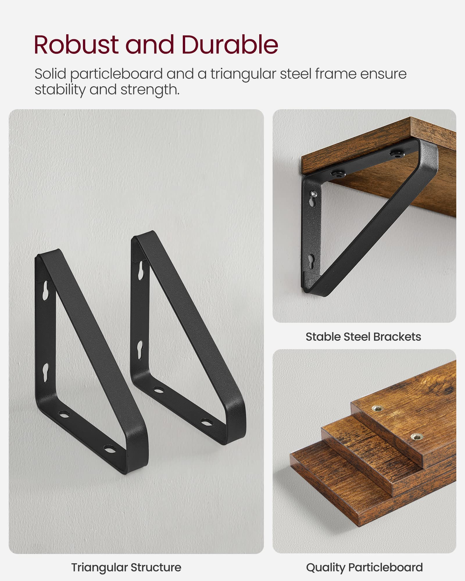 VASAGLE Étagère Murale, Tablette Flottant, Lot de 3