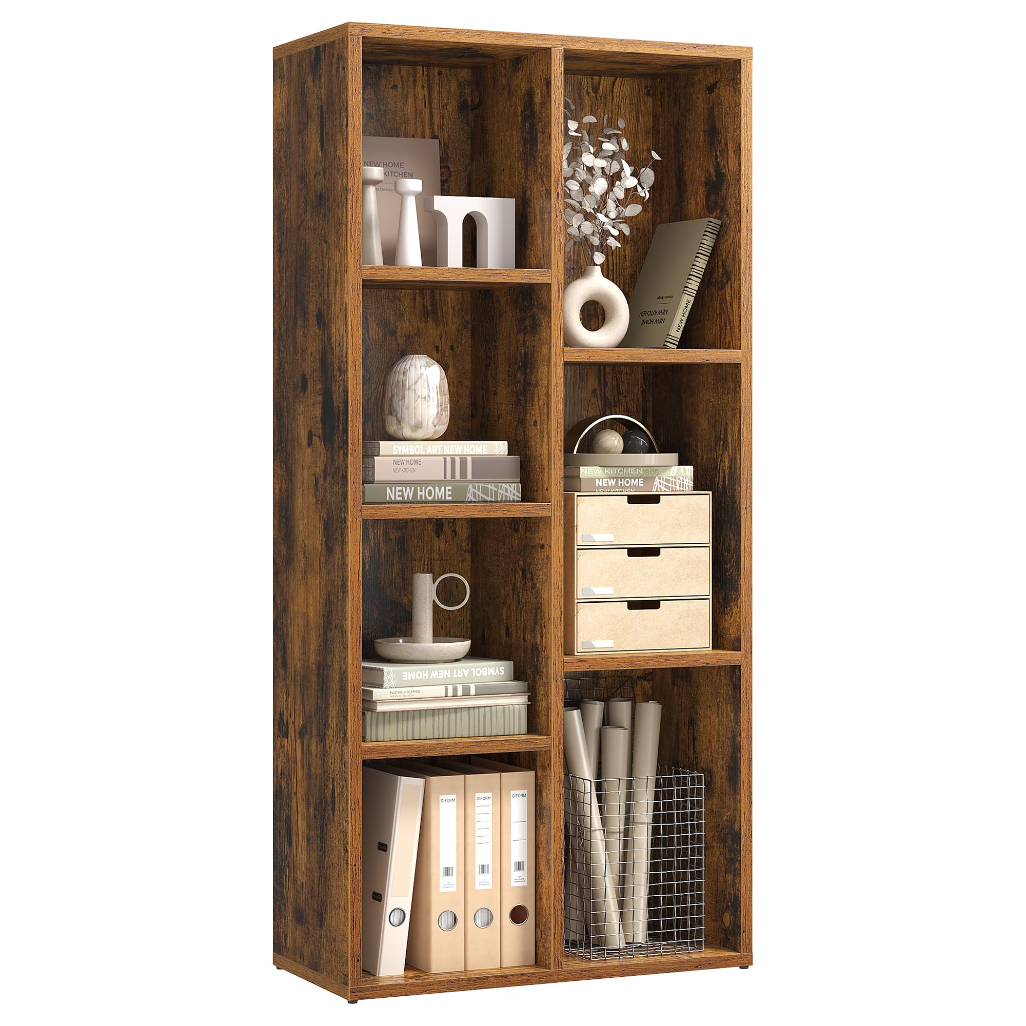 VASAGLE Bibliothèque, Étagère, Meuble de Rangement avec 7 Compartiments