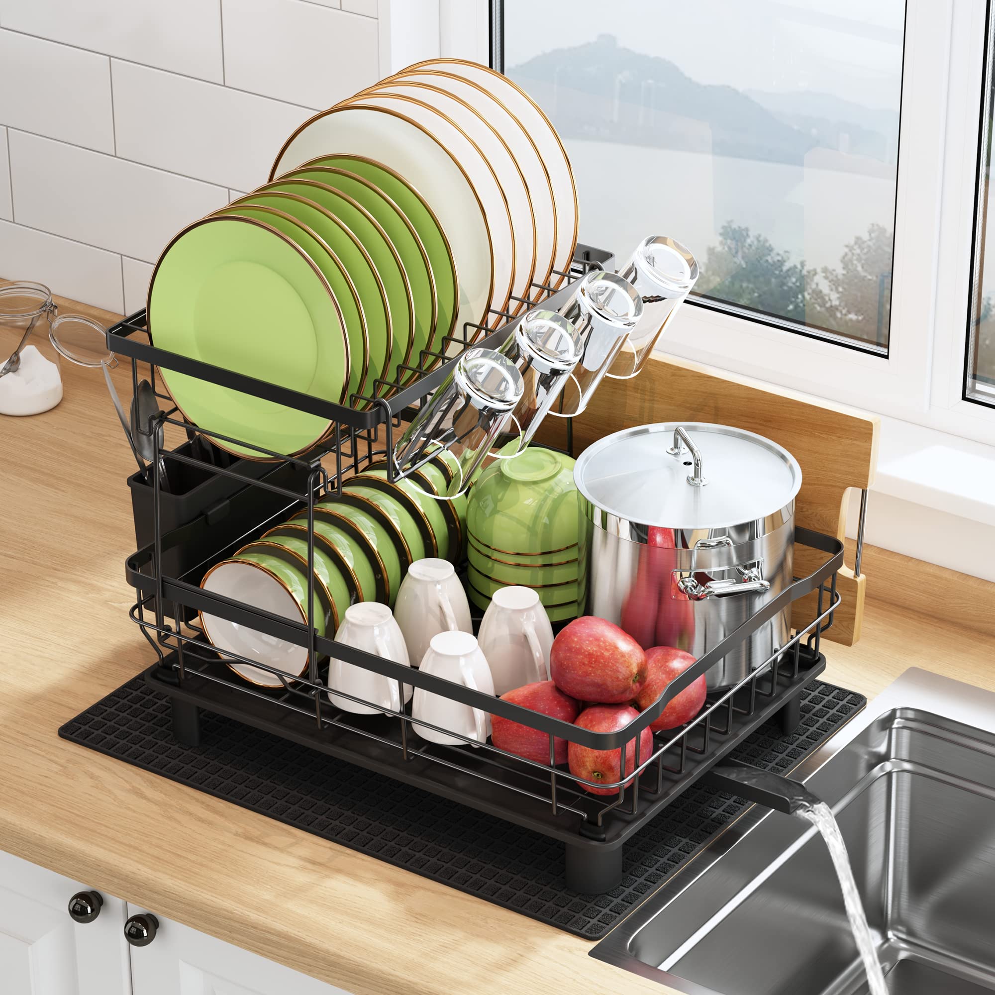 Boosiny Egouttoir Vaisselle, Egoutoire Vaisselle Cuisine 2 Niveaux en Acier Inoxydable