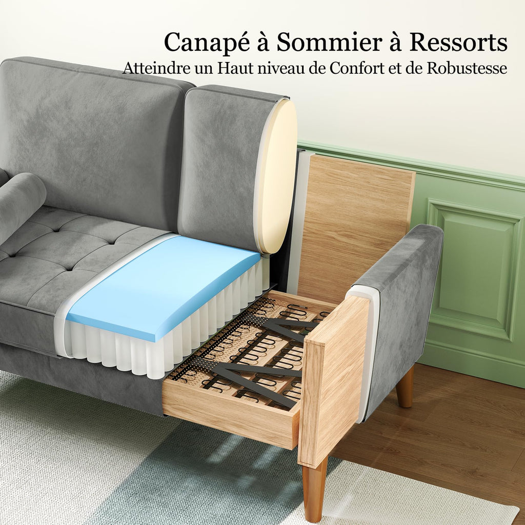 Vesgantti Petit Canapé 2 Places Gris