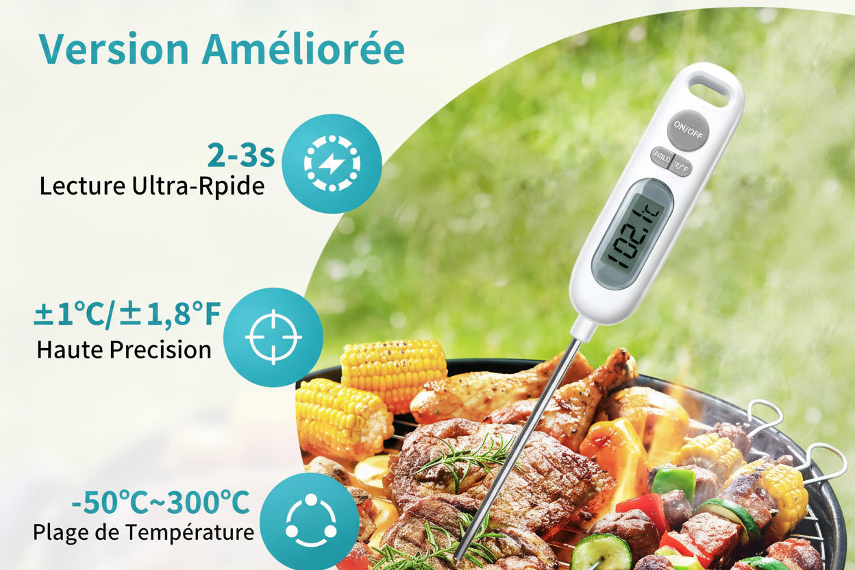 HORJOR Thermomètre de Cuisson, Sonde de Cuisson 14.1 cm