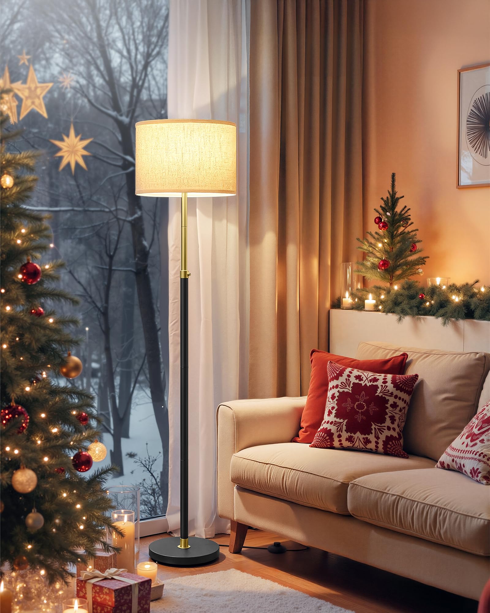 VASAGLE Lampadaire, Lampe sur Pied, Hauteur Réglable de 140 à 170 cm