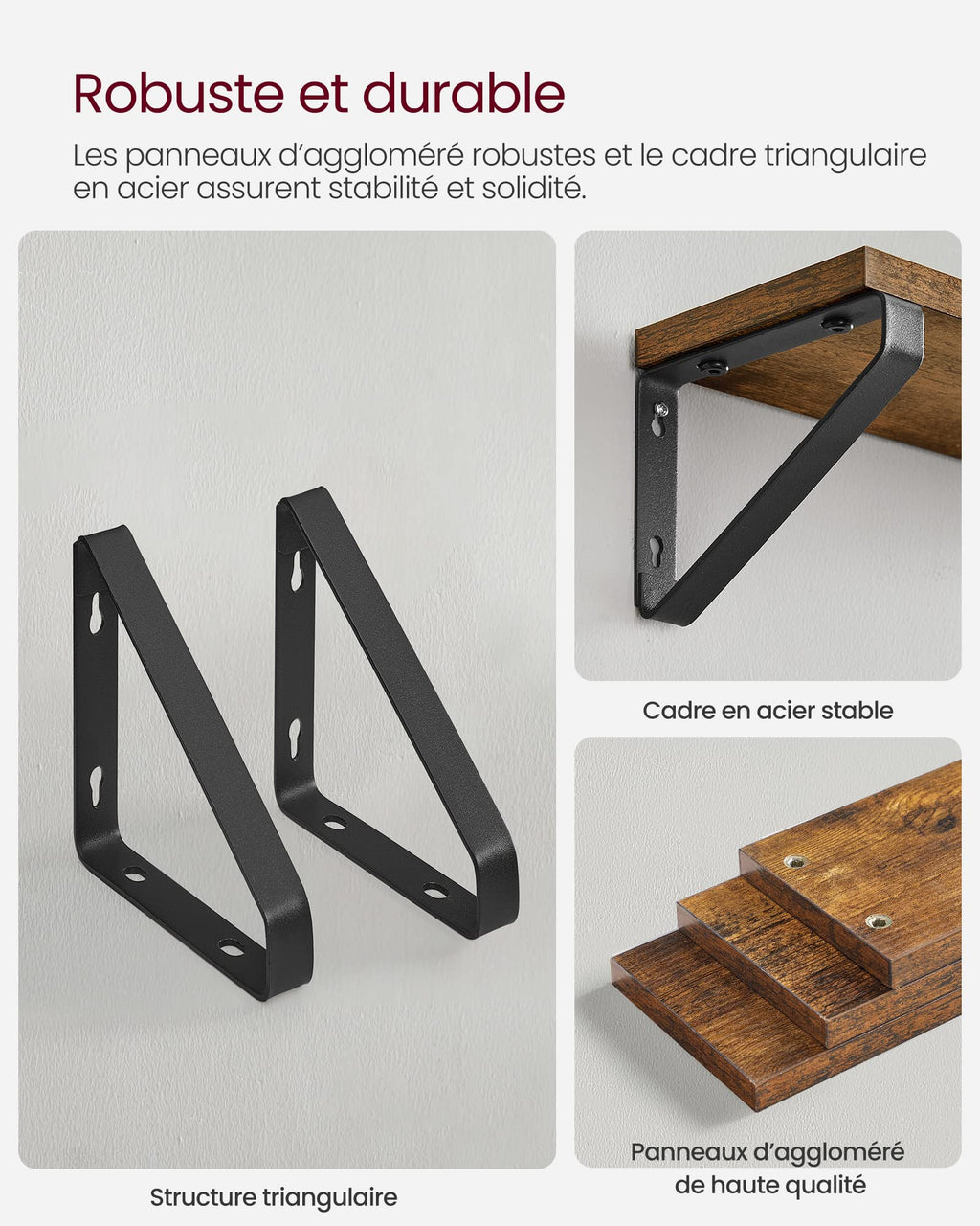 VASAGLE Étagère Murale, Tablette Flottant, Lot de 3