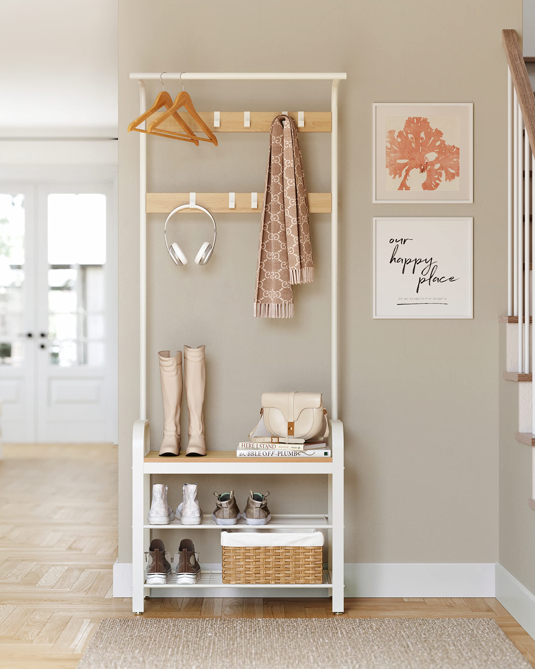 VASAGLE Porte-manteau avec Étagère à Chaussures