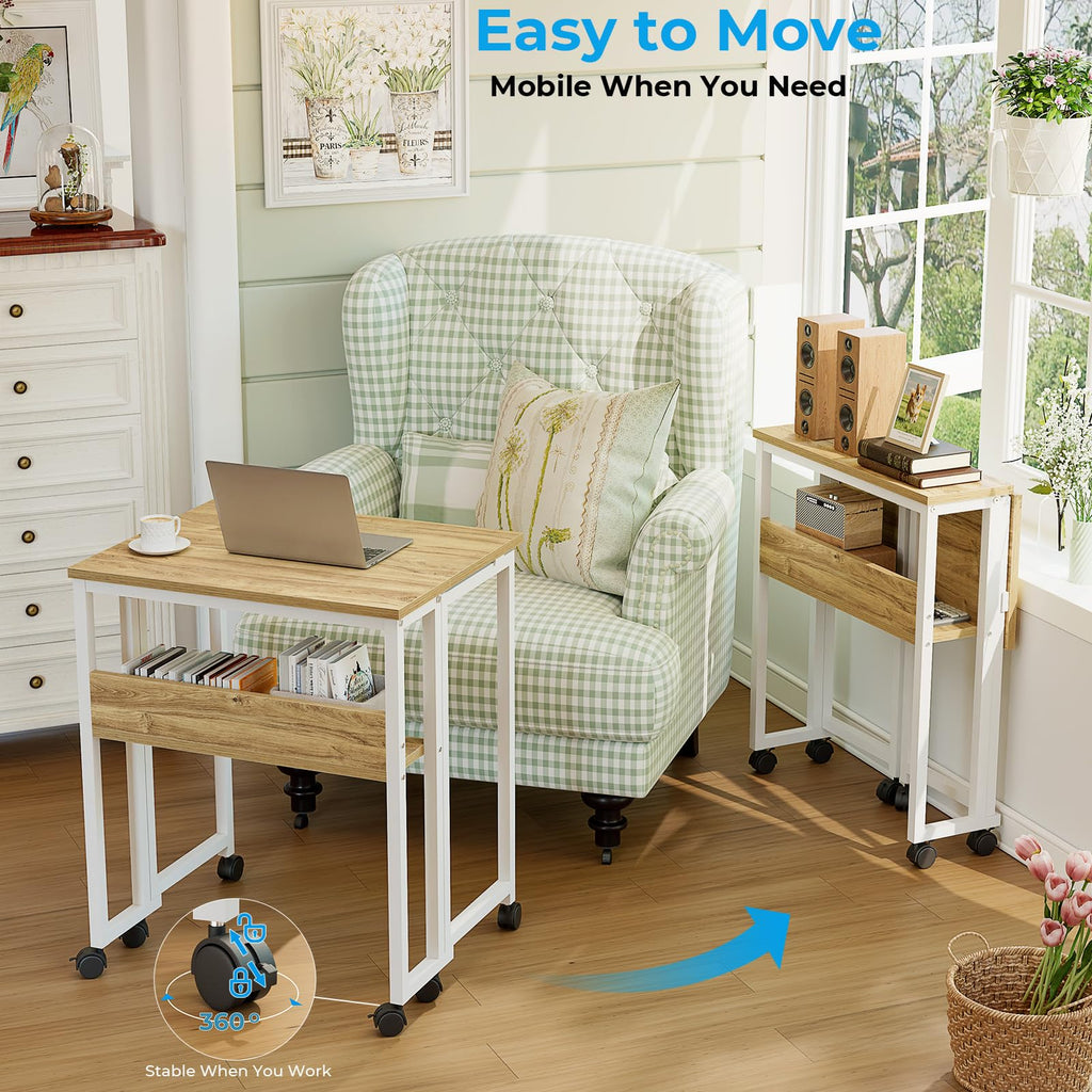 GreenForest Petite Bureau Pliable Portable à roulettes