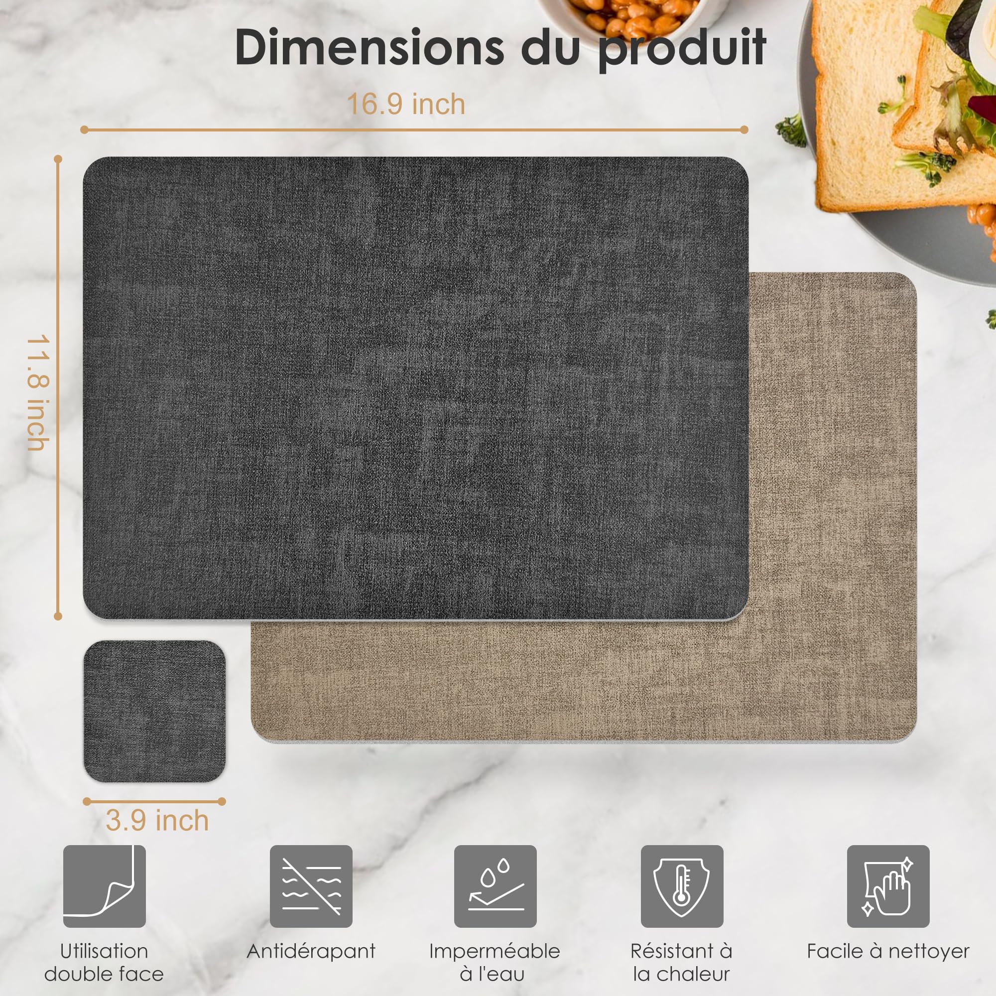 KitchenBoss Set de Table Lavable Lot de 6